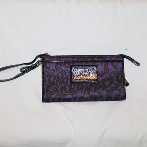 Coach Poppy Wallet Purple Ocelot Black Daisy